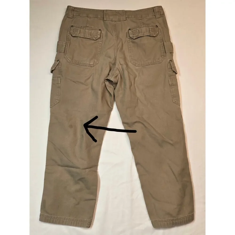 Duluth Trading Co Pants Mens 40x32 Khaki Tan Workwear Relaxed Fit Cargo READ - Picture 5 of 7